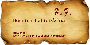 Henrich Feliciána névjegykártya